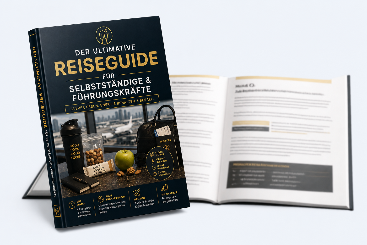 Freigestelltes Mockup des Reiseguides für Selbstständige und Führungskräfte
