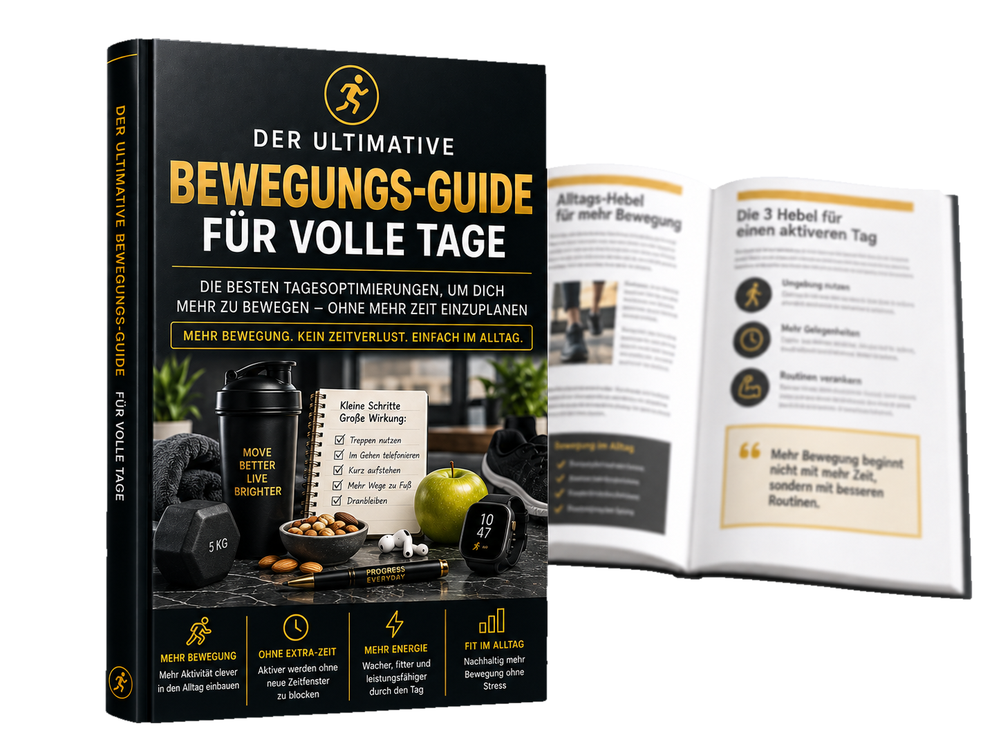 Mock-up des ultimativen Bewegungs-Guides für volle Tage