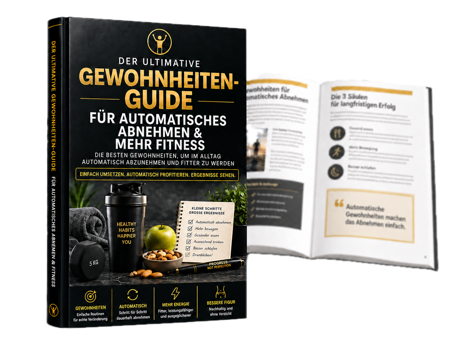 Mock-up des Gewohnheiten-Guides für automatisches Abnehmen und mehr Fitness